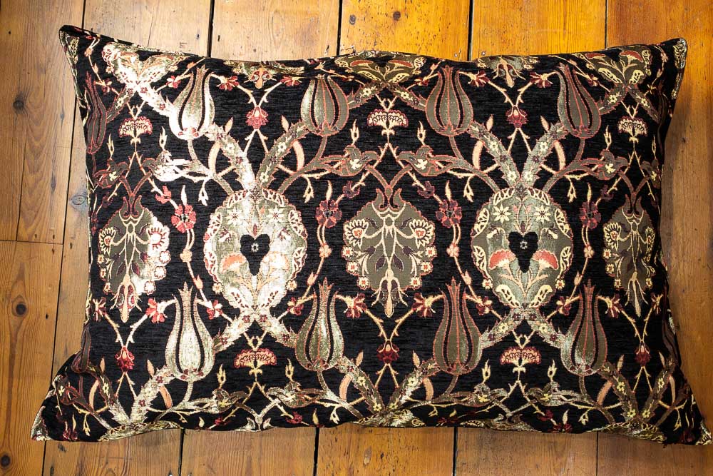 Large Black Ottoman Turkish Tulip Floor Cushion Cover 69x100cm